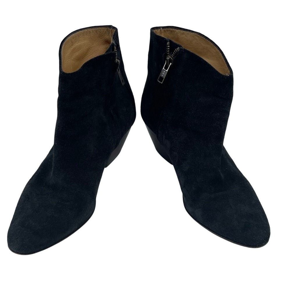 Isabel Marant Dicker Ankle Boots 38 Black Good Suede Western Side Zip